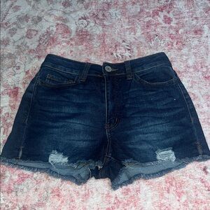 SO Dark Blue Distressed Denim Cutoff Shorts